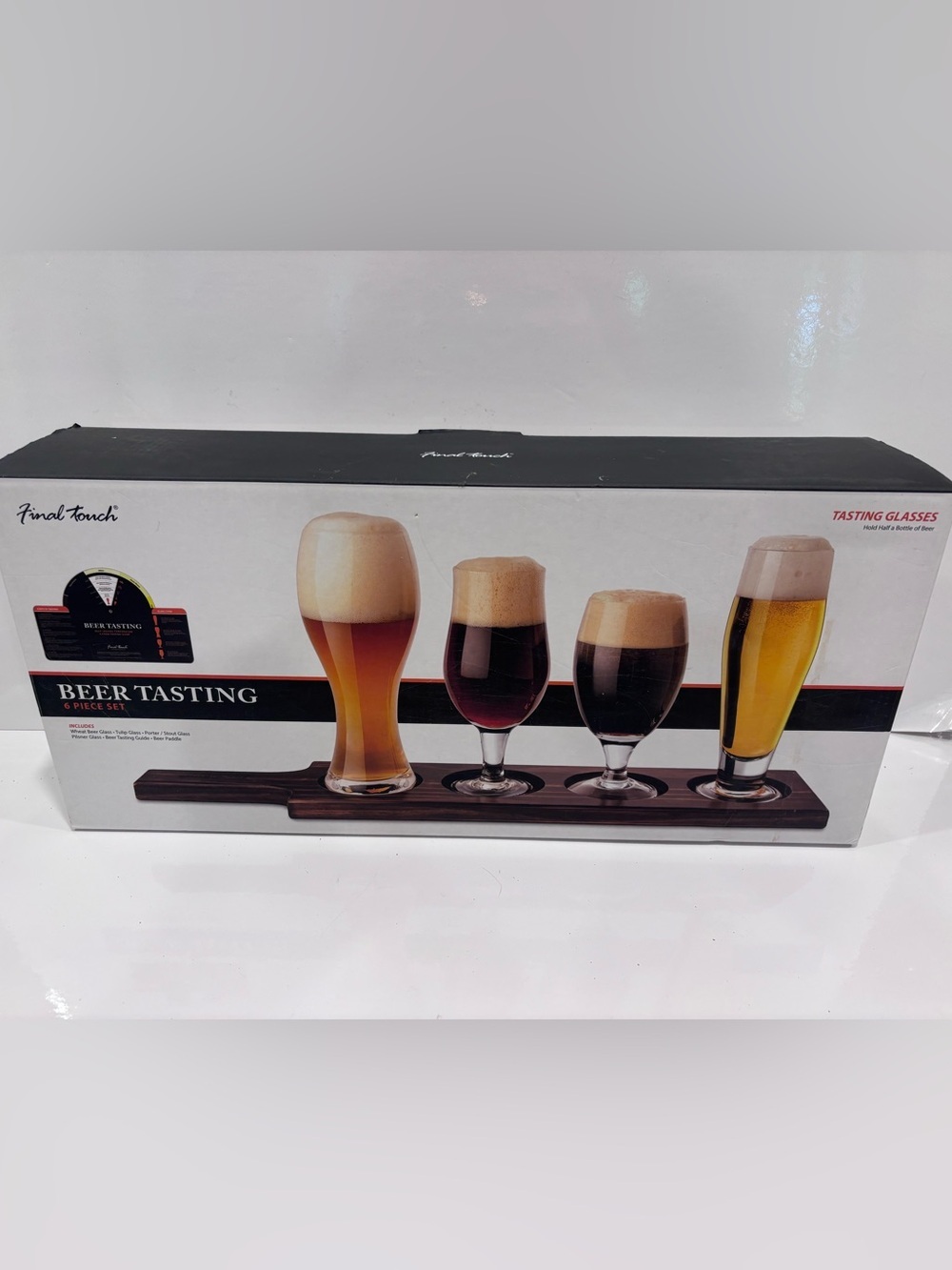 Beer Tasting Flight Glass Set - 4-Piece - Brown new in box